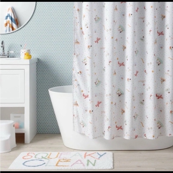 Pillowfort Shower Curtain Pals Themed with Red and Yellow Accents - Picture 3 of 11